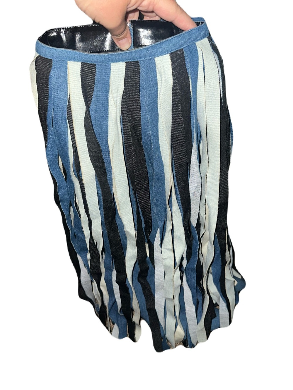 Cape Robbin Denim Blue Fringe Knee-High Heeled Boots - Picture 2 of 3